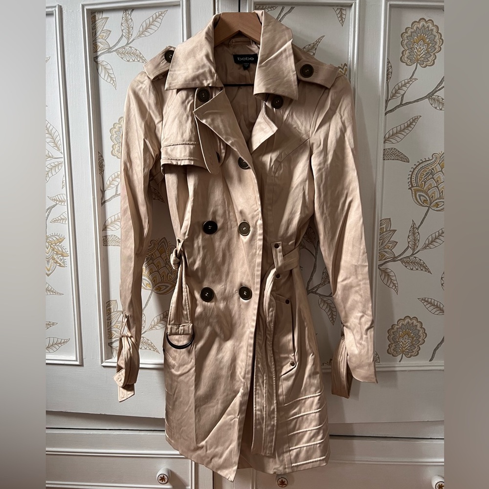 Bebe Satin Trench Coat